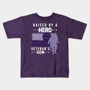 Purple up for military children - Raised by a hero veteran's son Kids T-Shirt